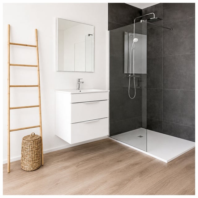 ONDEE ZEN - Receveur de douche NARA - Antidérapant Découpable 70x170 cm Résine Blanc Bonde