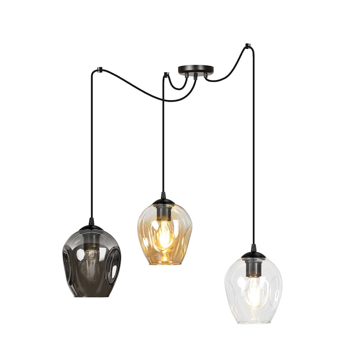 Lampa wisząca Level czarna-wielokolorowy 3xE27x15W wym: 200 x 14 x 14 cm szkło Emibig