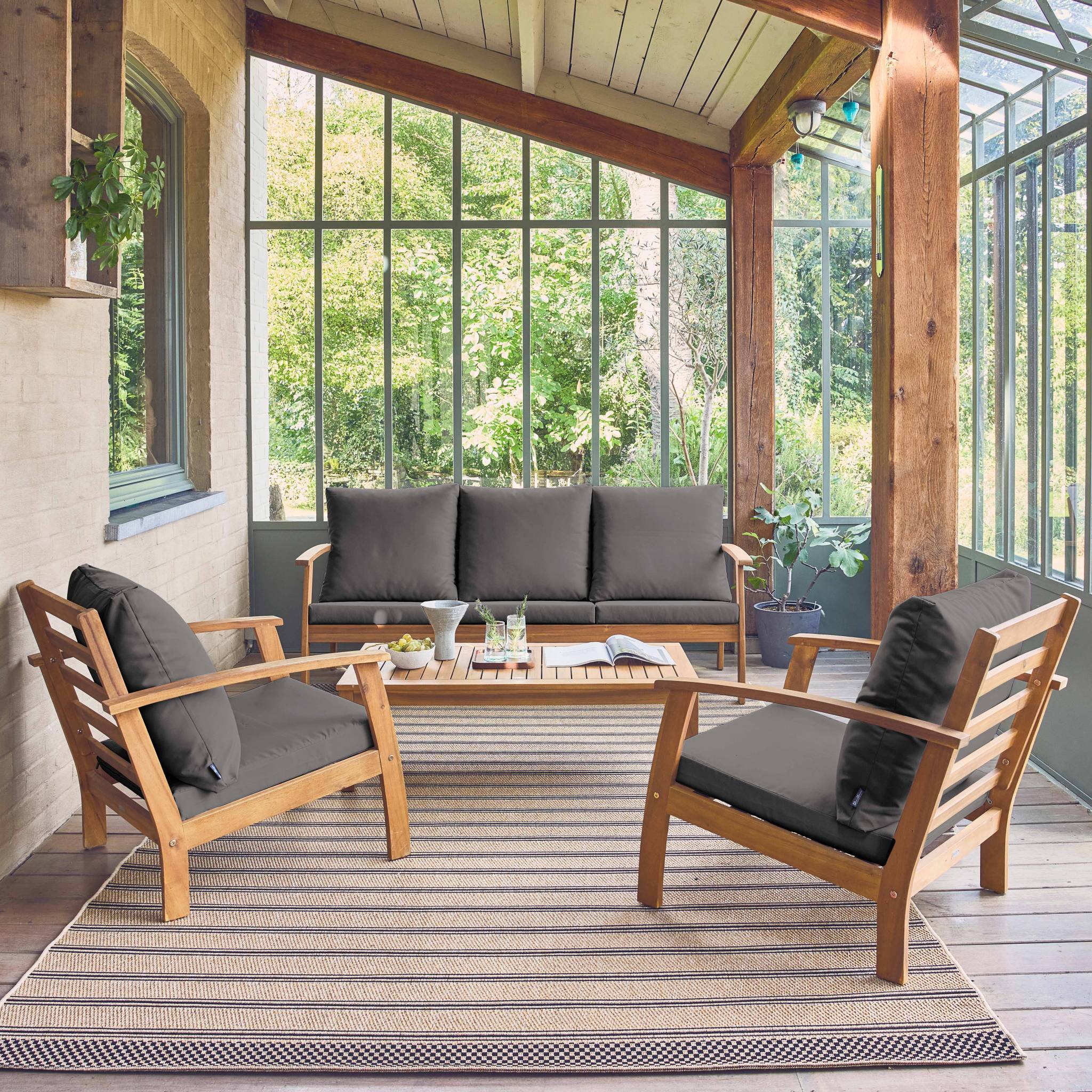 Salon de jardin en Bois Gris 5 personnes - 2