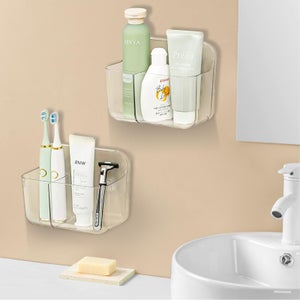 Porta Sapone Da Doccia Con 4 Ganci, Mensola Adesiva Senza Fori Per Bagno E Cucina, Design Scavato Antiruggine, Colore Nero