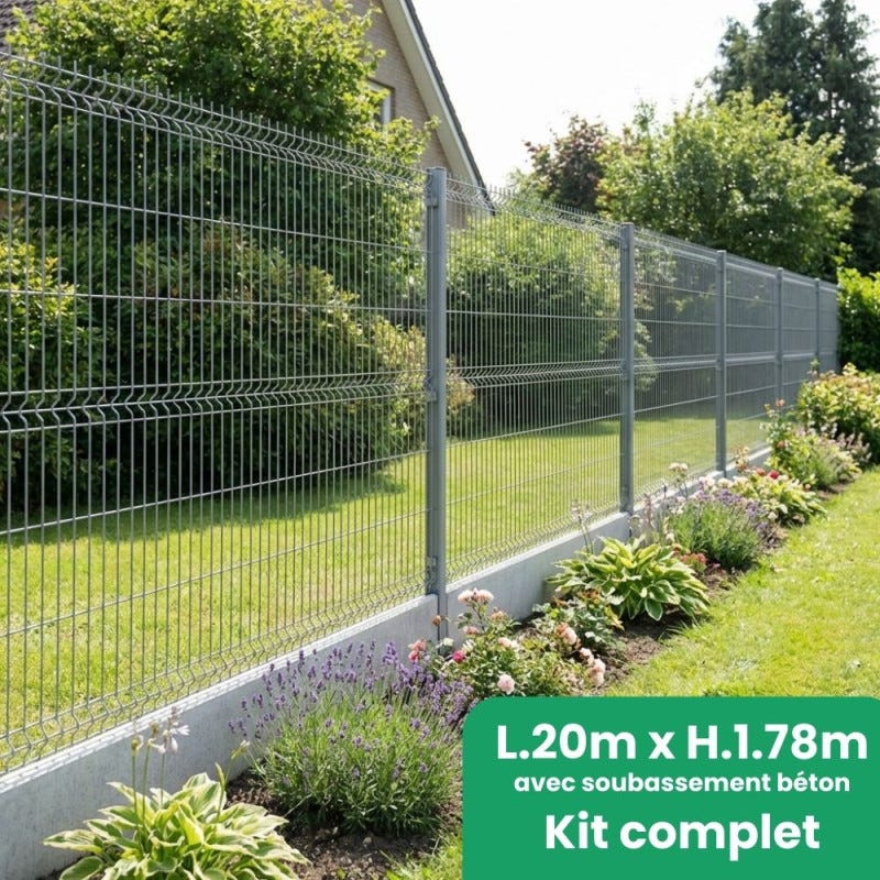 Kit Complet Grillage Rigide Avec Soubassement Longueur 20m Hauteur Kit Complet Grillage Rigide Avec Soubassement Longueur 20m Hauteur