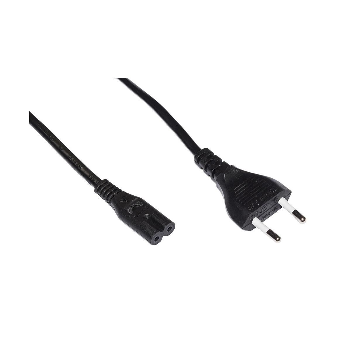 Câble électrique Link Accessori - 1,8 M - Connecteurs C14 (mâle) Et C5 (femelle) - Noir - Pour PC, Ordinateur Portable, Alimentation