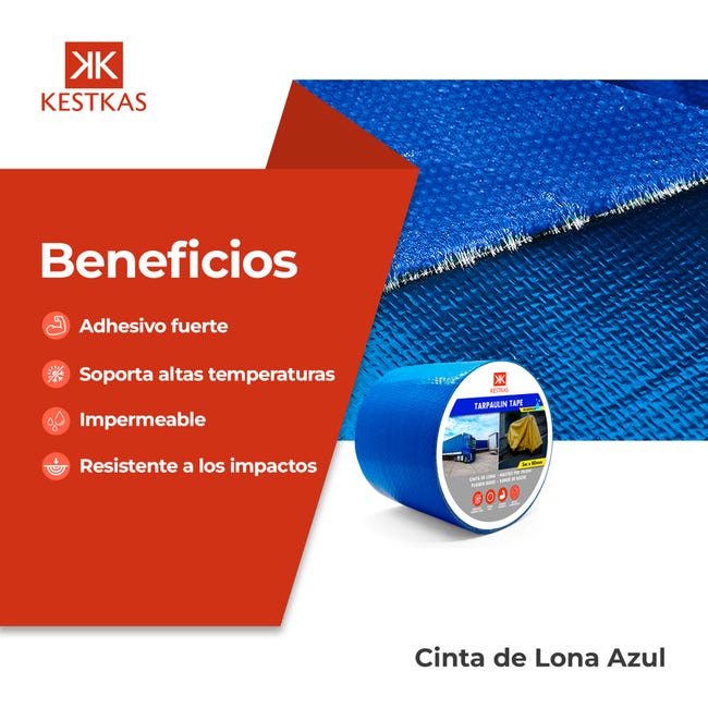 Cinta de Lona 8cm x 5m KESTKAS Cinta de Reparación para Toldos