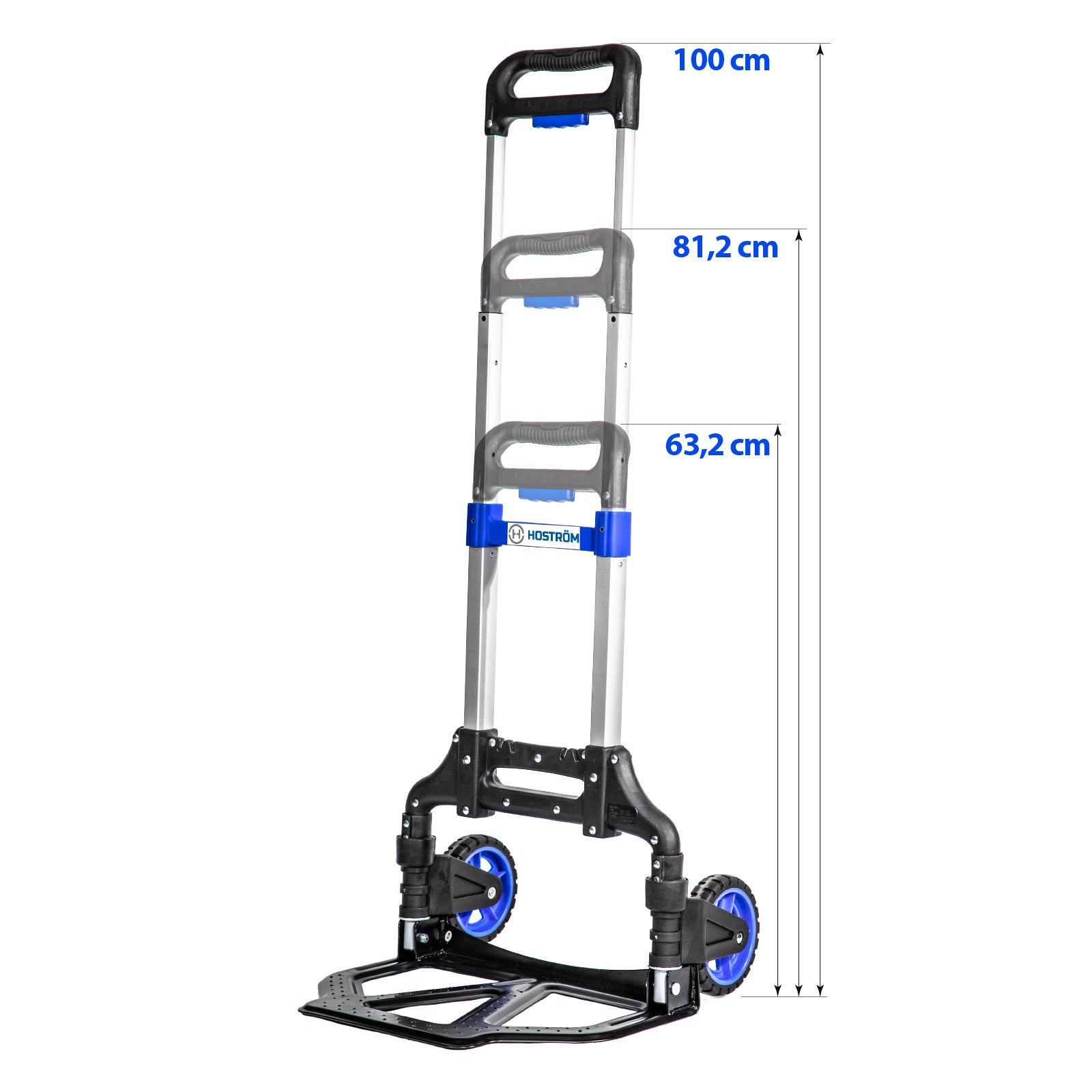 HOSTRÖM Diable pliant en Aluminium, 2 Roues Diable pliable Demenagement et Transport de matériau, compact, léger, Charge Max. 60kg, Garantie 5 ans - 8