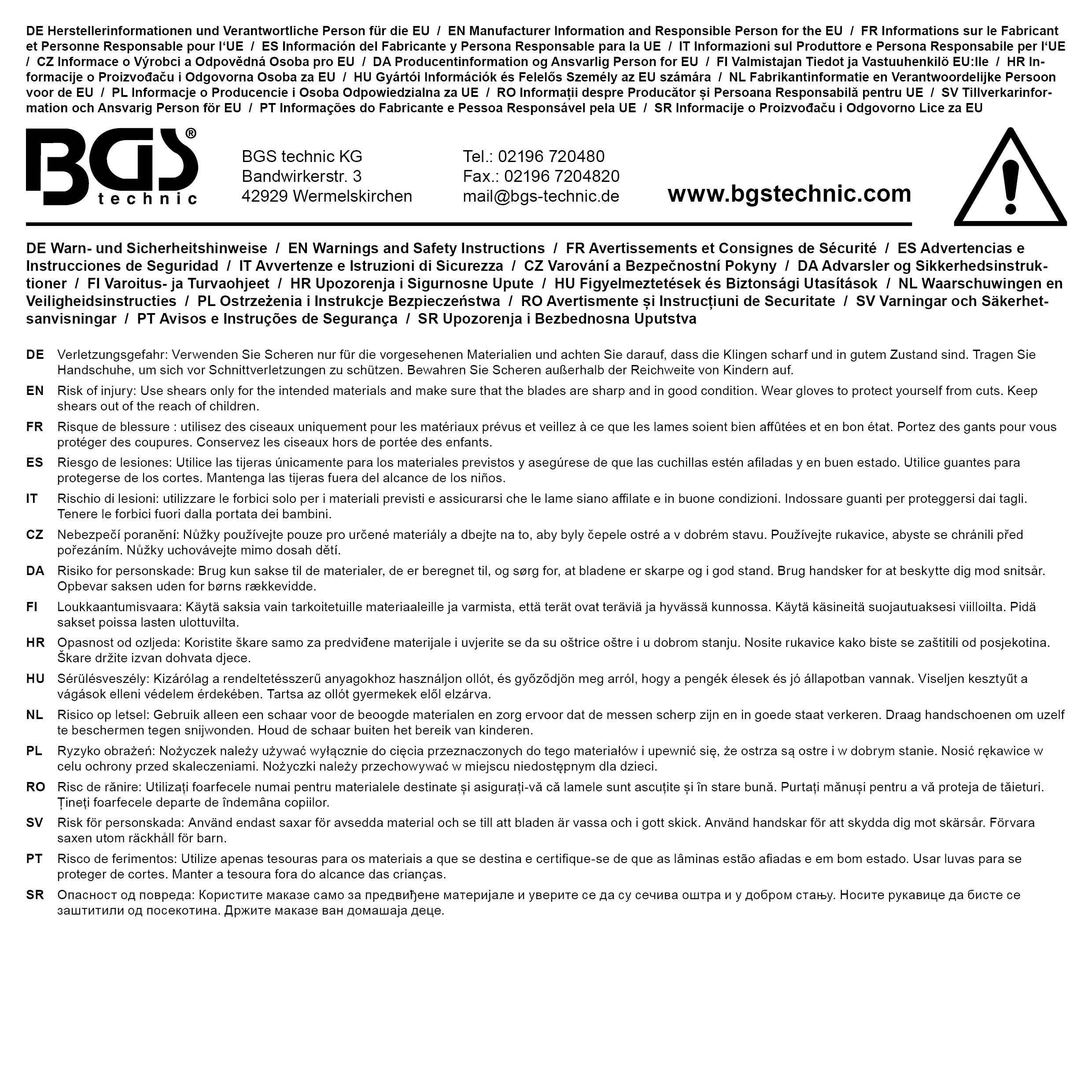 Cesoia per lamiera | Taglio sinistro / dritto | 260 mm - 5