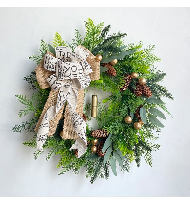 ycezw Couronne de porte d'entrée, couronne de cloche de Noël – Couronne artificielle de Noël avec pommes de pin, couronne de l'Avent de Noël avec nœud et cloche pour cour, porte d'entrée ycezw Couronne de porte d'entrée, couronne de cloche de Noël – Couronne artificielle de Noël avec pommes de pin, couronne de l'Avent de Noël avec nœud et cloche pour cour, porte d'entrée