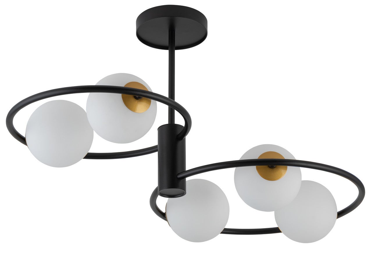 Lampa sufitowa wisząca Aqua czarno-biała 5xG9x12W dekoracyjna wym: 37 x 70 x 40 cm szkło SIGMA