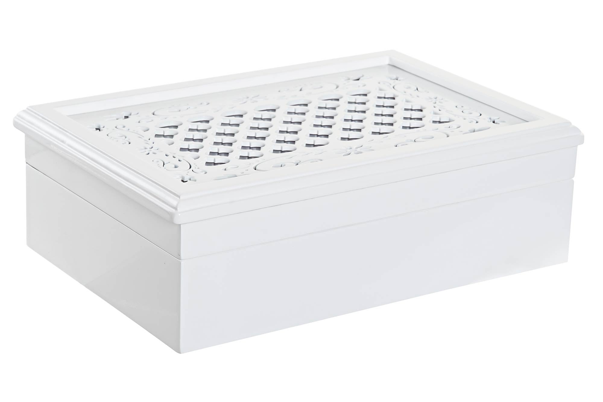 Scatola-Portagioie DKD Home Decor Orologi 29 x 20 x 9,5 cm Cristallo Lilla Bianco Legno MDF - 5