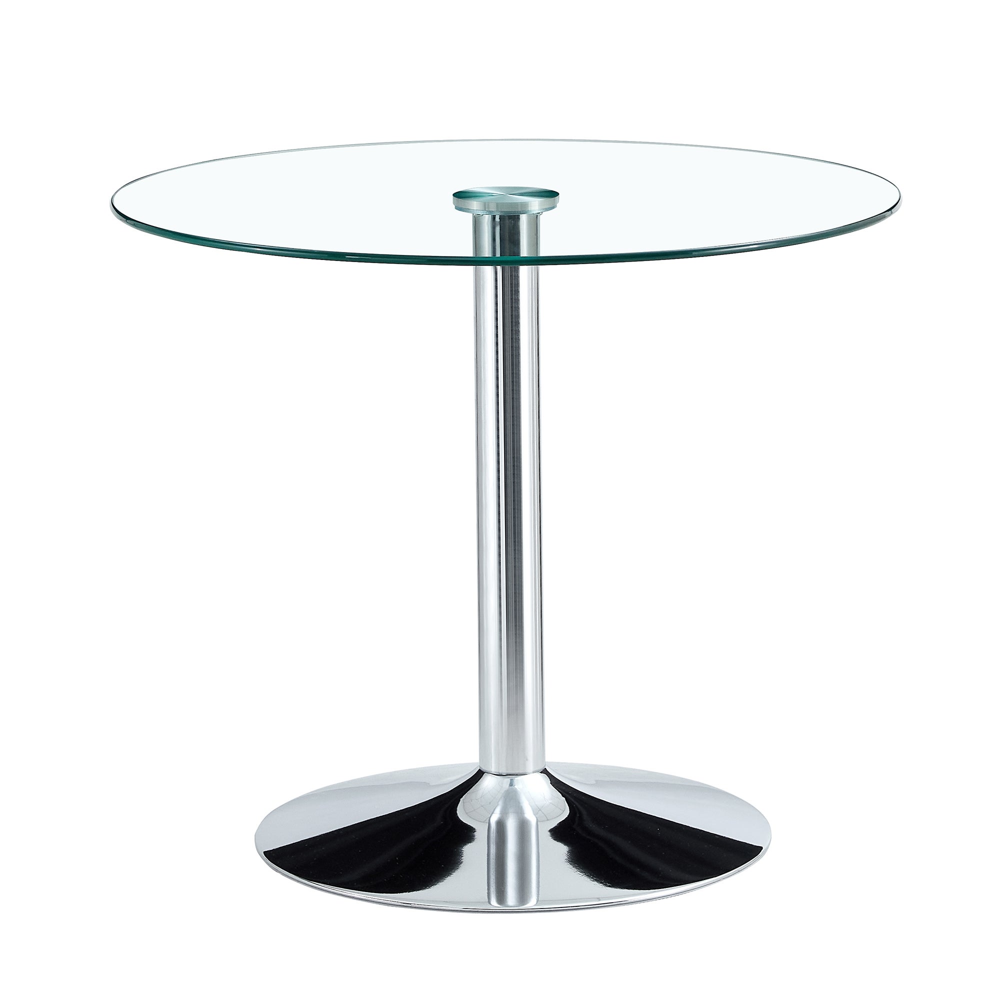 Table à manger ronde en verre 85 cm, plateau en verre transparent et ...