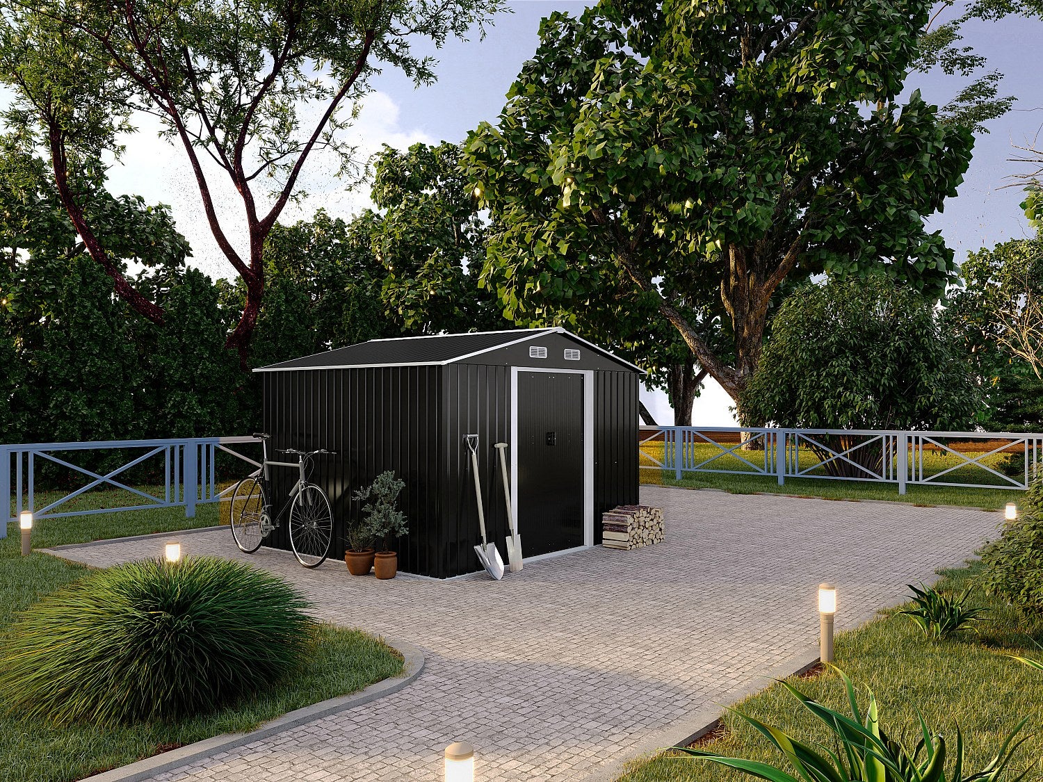 Wiata ogrodowa ze stali galwanizowanej w kolorze szarym 8 m² - MANSO