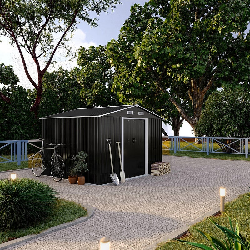 Wiata ogrodowa ze stali galwanizowanej w kolorze szarym 8 m² - MANSO