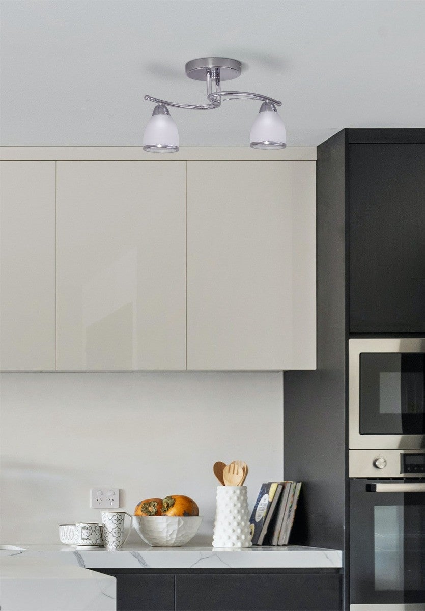 Lampa sufitowa wisząca Samira chromowana biała 2xE14x40W wym: 36 x 40 x 20 cm szkło Kaja - 2