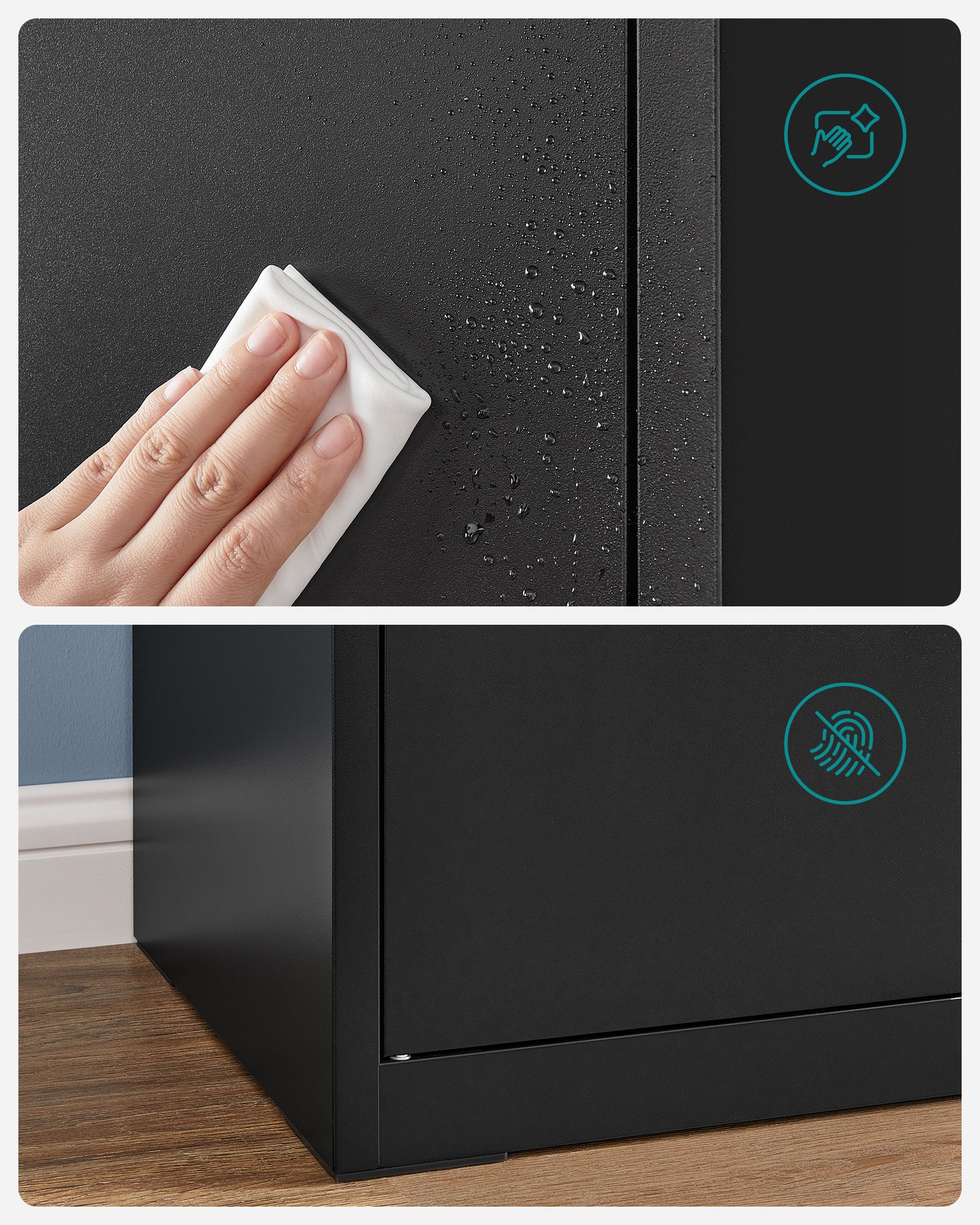 Meuble de Rangement Bureau, en Acier, Placard, 5 Niveaux, Doubles Portes, Serrure, Armoire à Outils, Étagères Réglables, pour Garage, Bureau, Noir Mat - 7