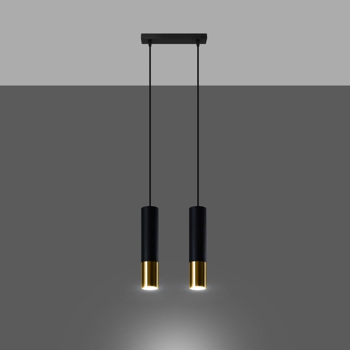 Lampa wisząca ZARPEX 2 czarny/złoty LED 3000K - 30x6x90cm Sollux