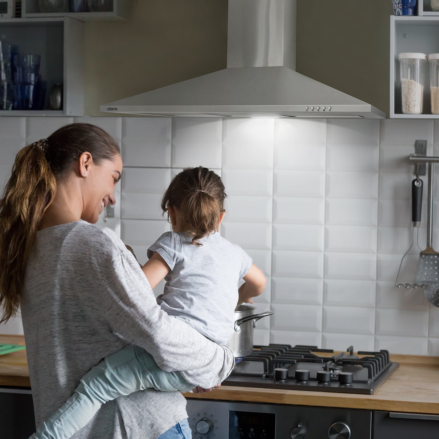 CIARRA Campana extractora 90 cm 370 m³/h A++ 3 Velocidades con Filtros de Carbón Extracción o Recirculación Inox 201SS90 - 7