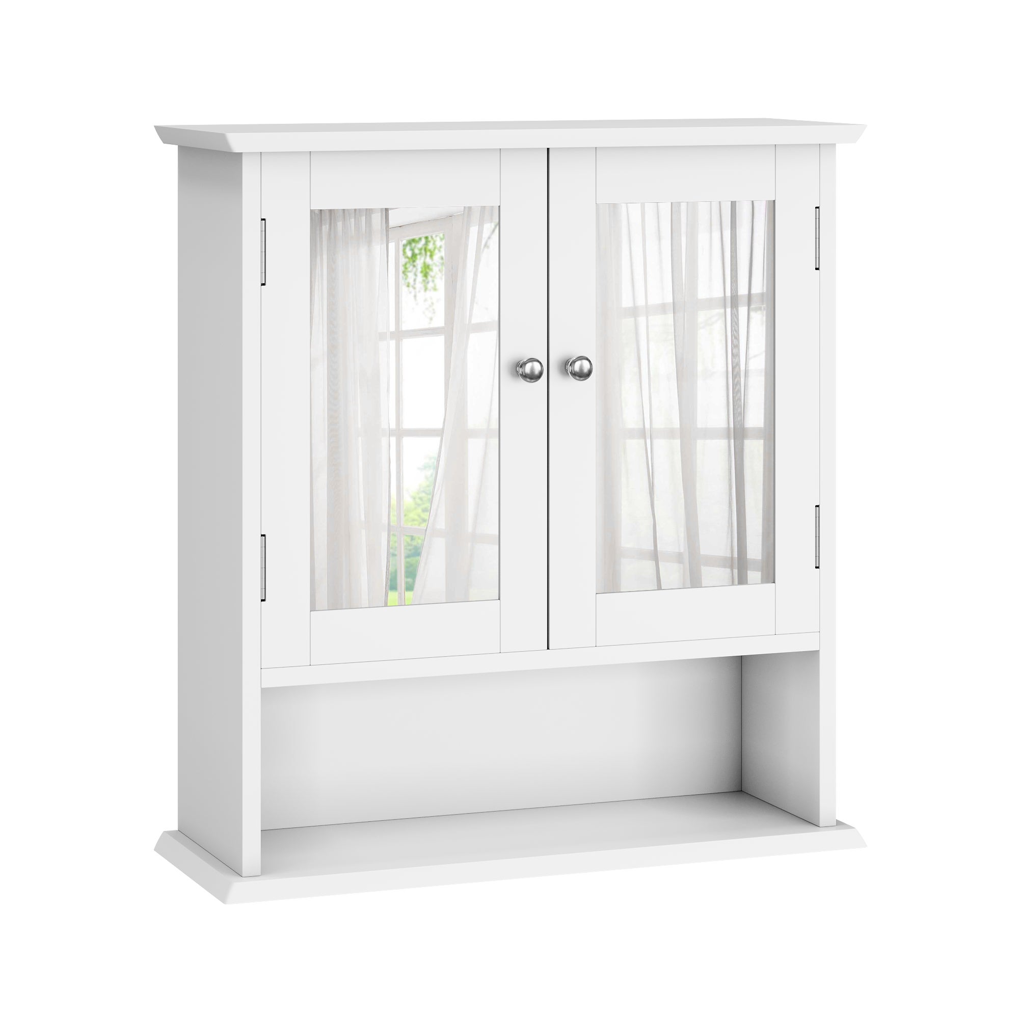 Armadio da Parete per Bagno Bianco con Specchio, Ripiani Regolabili e Comodissimo Spazio di Stoccaggio – Mobile Medico per Bagno, Cucina e Lavanderia - 5