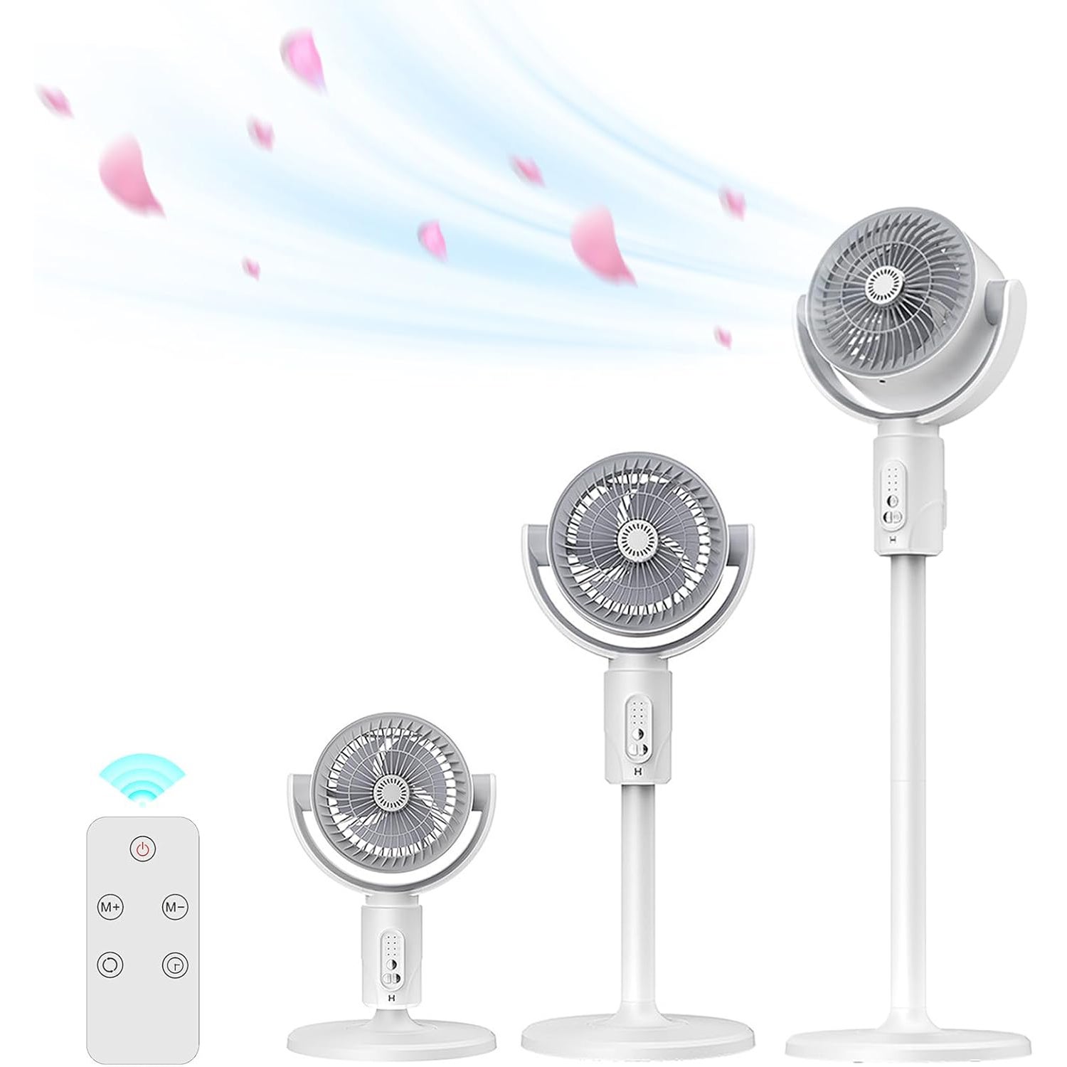 Wentylator stojący do sypialni, cyrkulator powietrza, oscylacja 90° + 180°, 5 prędkości, konstrukcja 3 w 1, podstawa/blat, regulowana wysokość