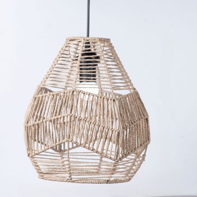 Wisząca lampa z chińskiego rattanu – elegancka dekoracja do restauracji i pensjonatów, 29×30 cm, żółta