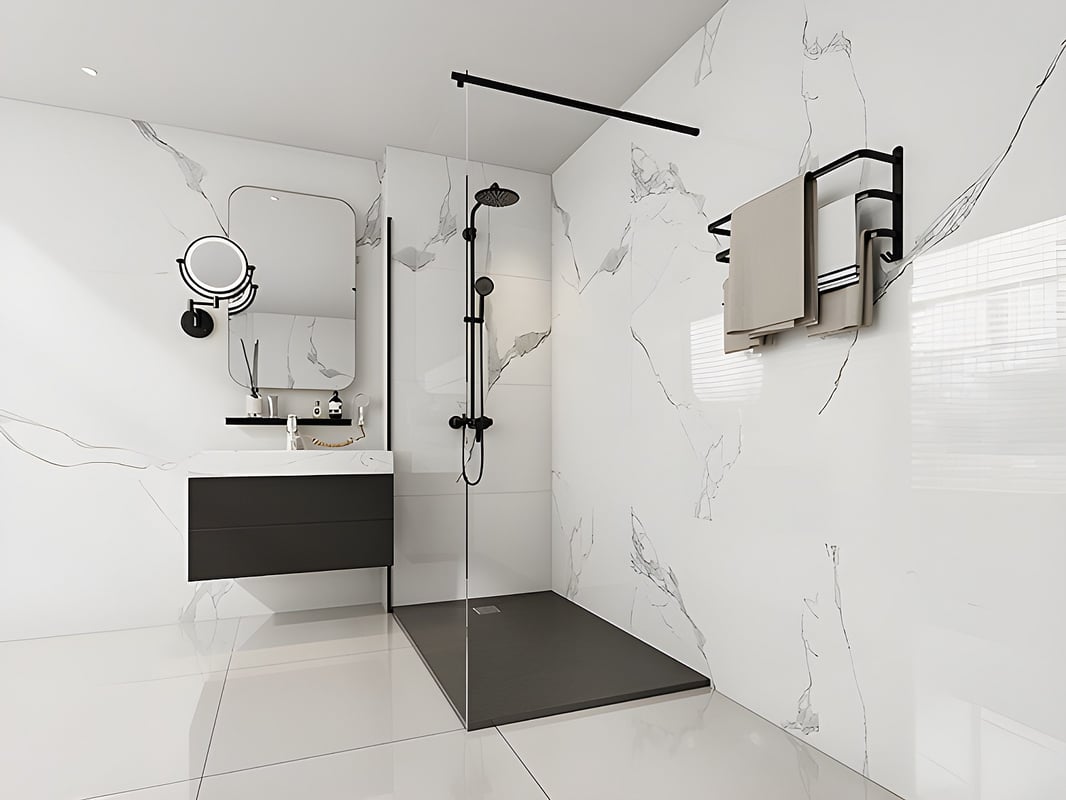 Brodzik posadzkowy lub wpuszczany w posadzkę z żywicy - Czarny - 140 x 90 cm - MIRNOSA