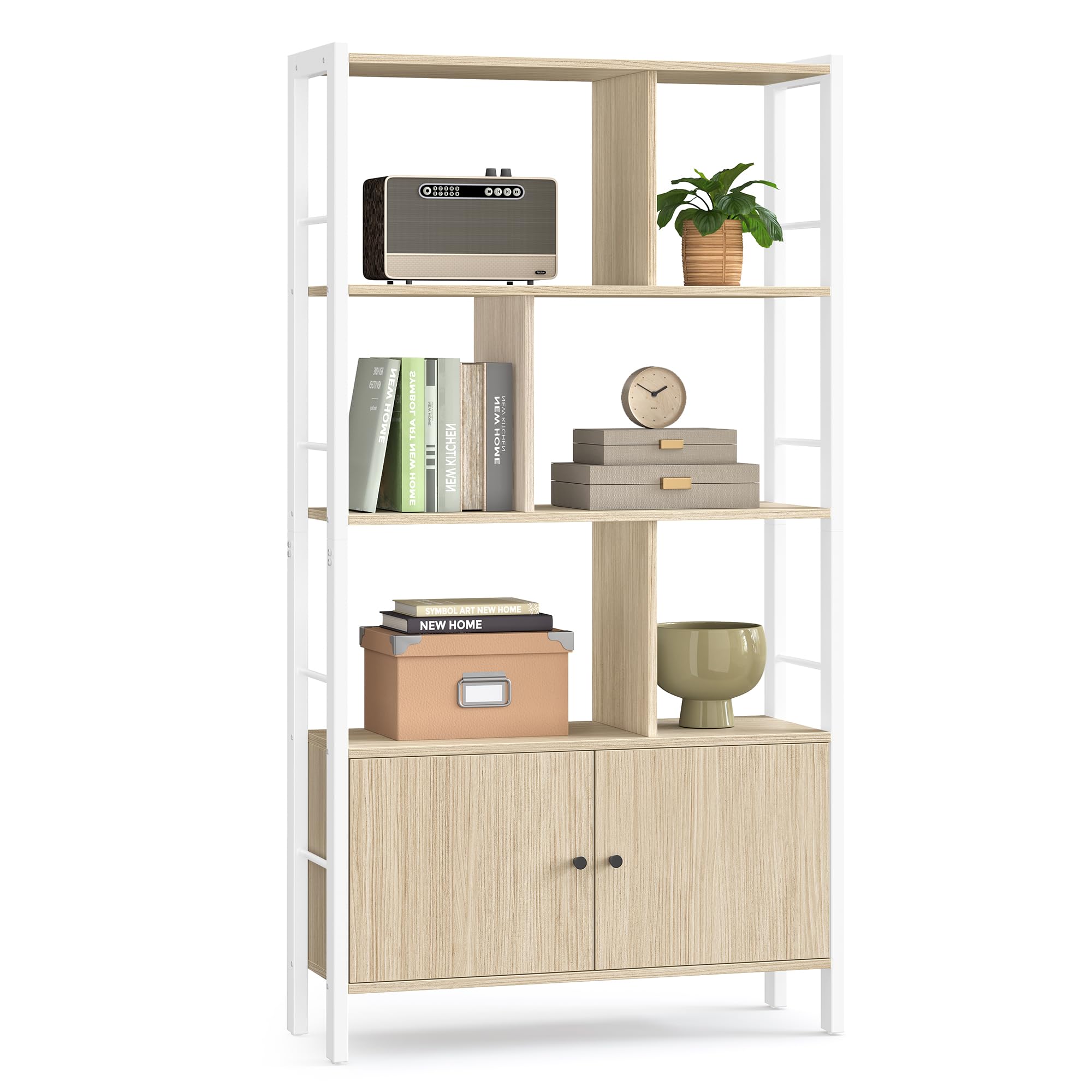Vasagle Beige/Blanco Estanteria Con Puertas De 4 Niveles Moderno Natural Y Nube - Imagen 3