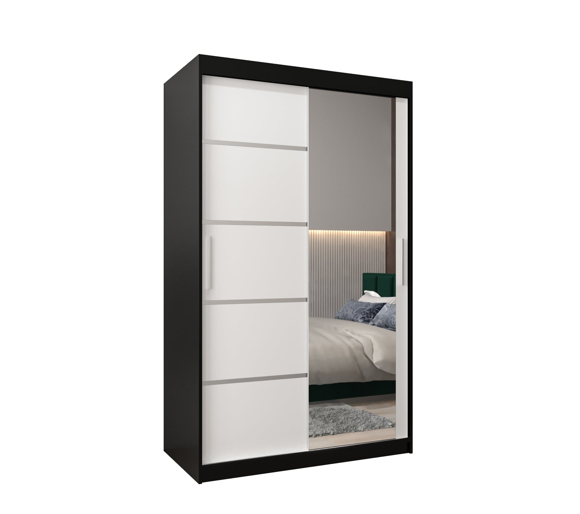 Szafa przesuwna garderoba Verona 2 120 x 62 x 200 cm Czarny + Biały - Abiks Meble
