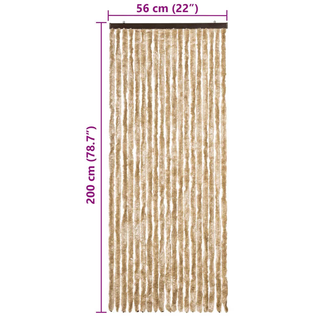 Moustiquaire | Rideau anti-moustique Beige 56x200 cm Chenille CFW99810 - 7