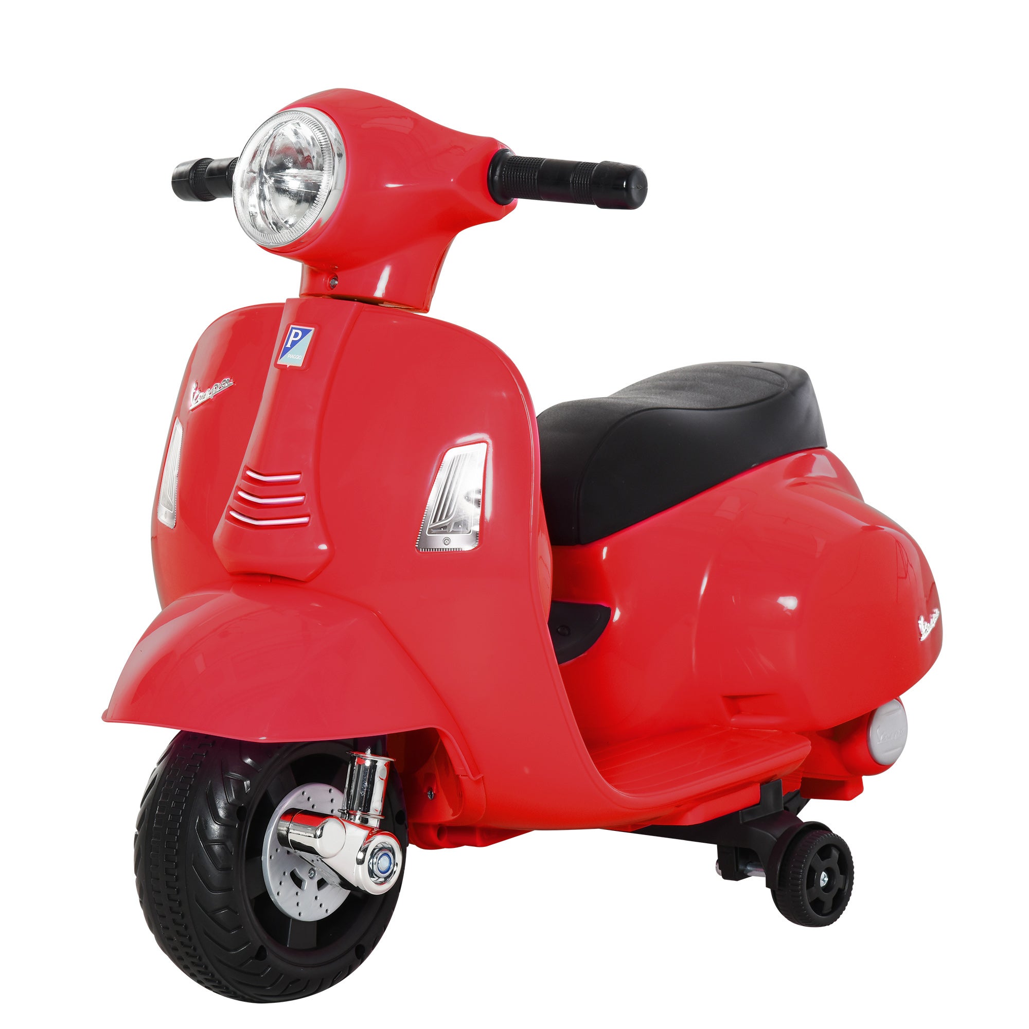 Moto Elettrica Vespa Per Bambini 18 Mesi+, Con Faro E Clacson, 4 Ruote, Verde - HOMCOM