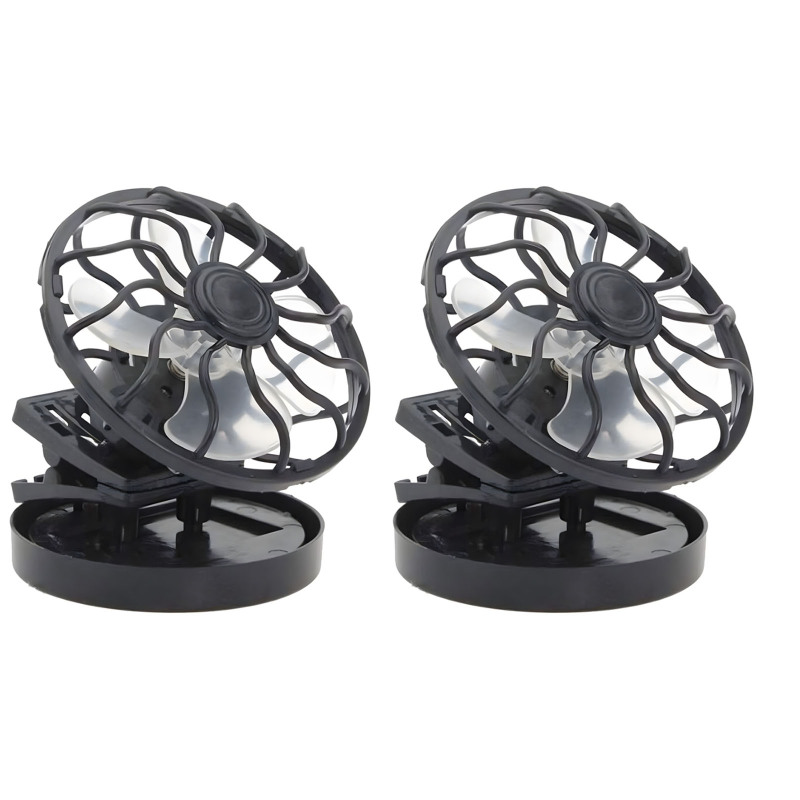 2 sztuki Mini Wentylator na Klips do Czapki, Zasilany Solarnie, Przenośny, Wolne Ręce, Do Campingu/Wędkarstwa