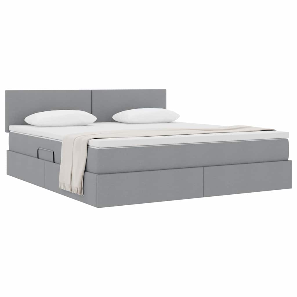 Lit avec rangement et matelas gris clair 180 x 200 cm en velours - 3