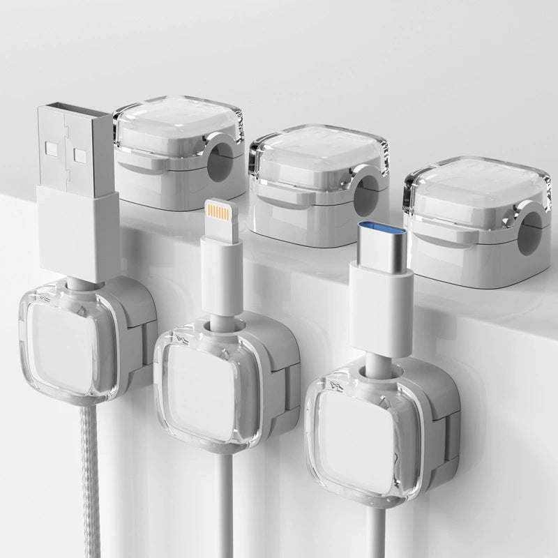 6 sztuk Klipsów Organizator Kabli Magnetyczny Samoprzylepny Uchwyt Kabli do Biura, Stolika Nocnego, Kabli do Ładowania, HDMI, USB