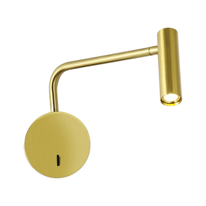 Przewodowa lampa ścienna LED z włącznikiem/wyłącznikiem, nowoczesna lampka nocna z ramieniem przegubowym, 3000K (złota)