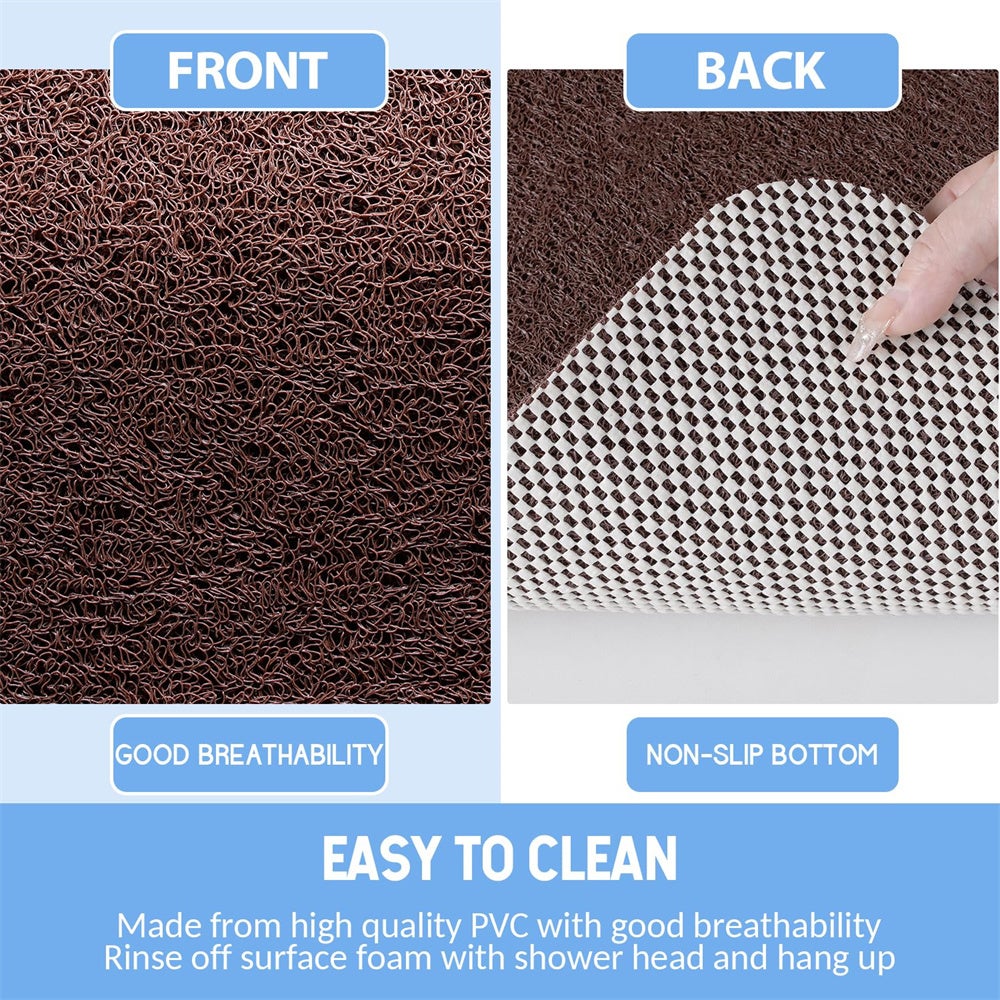 Tapis de bain, tapis de baignoire,tapis de douche en luffa,tapis de sol pour toilettes, avec semelle antidérapante à coussin d'air, 50 x 80 cm, marron - 5