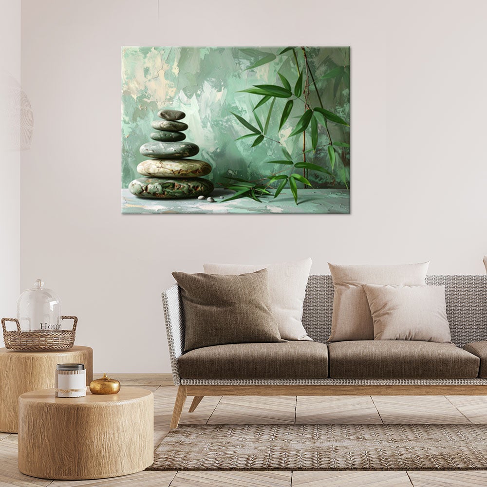 Obraz do salonu sypialni biura, Kamienie zen spa bambus imitacja farby 90x60 - 2