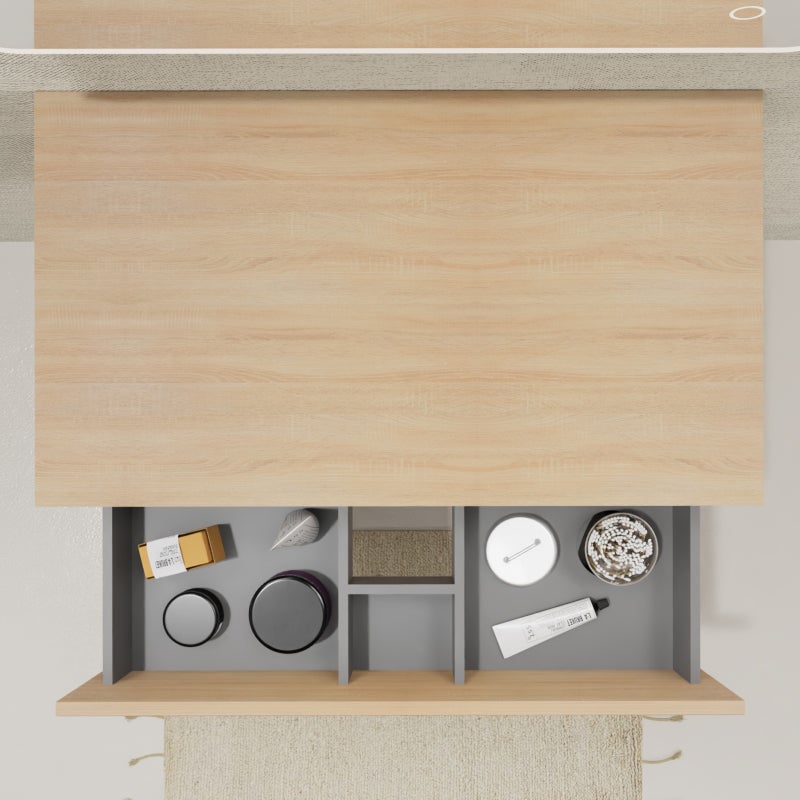 Meuble Sous-lavabo Suspendu En Chêne Sonoma - Dimensions 80 X 38,5 X 45 Cm - Rangement Salle De Bain, Design épuré