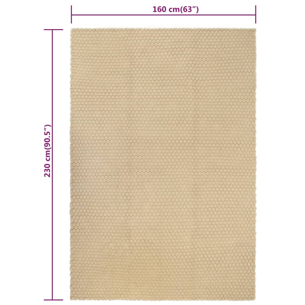 Tappeto Rettangolare Naturale 160x230 cm in Cotone vidaXL - 3