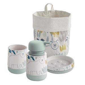 Set 4 Accessori Bagno Relaxdays - Dispenser Sapone, Portasapone, Portaspazzolini E Bicchiere, Colore Nero
