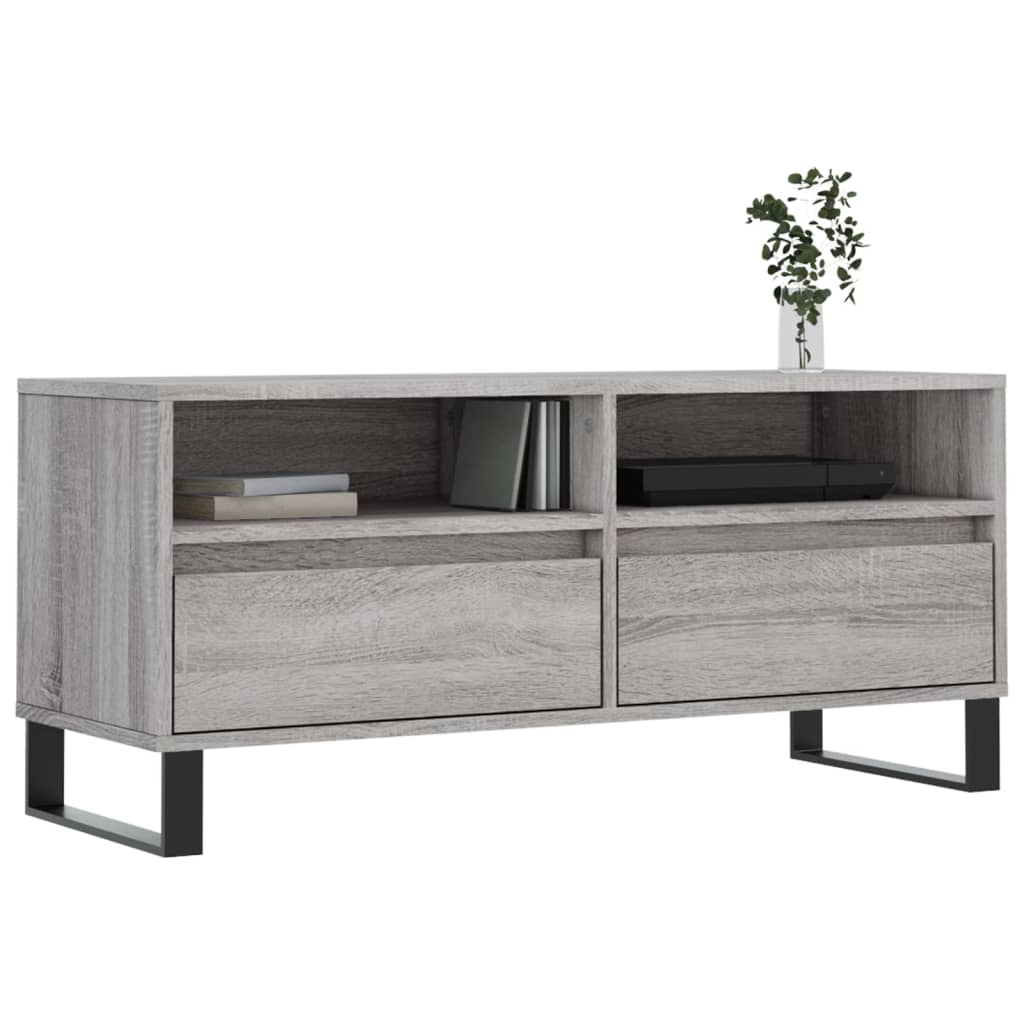 Meuble TV sonoma gris 100x34,5x44,5 bois d'ingénierie - 3