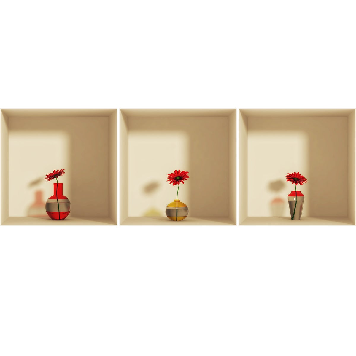 Adesivo effetto 3D fiori rossi - Sticker adesivo - adesivi murali - 40x120cm - 4