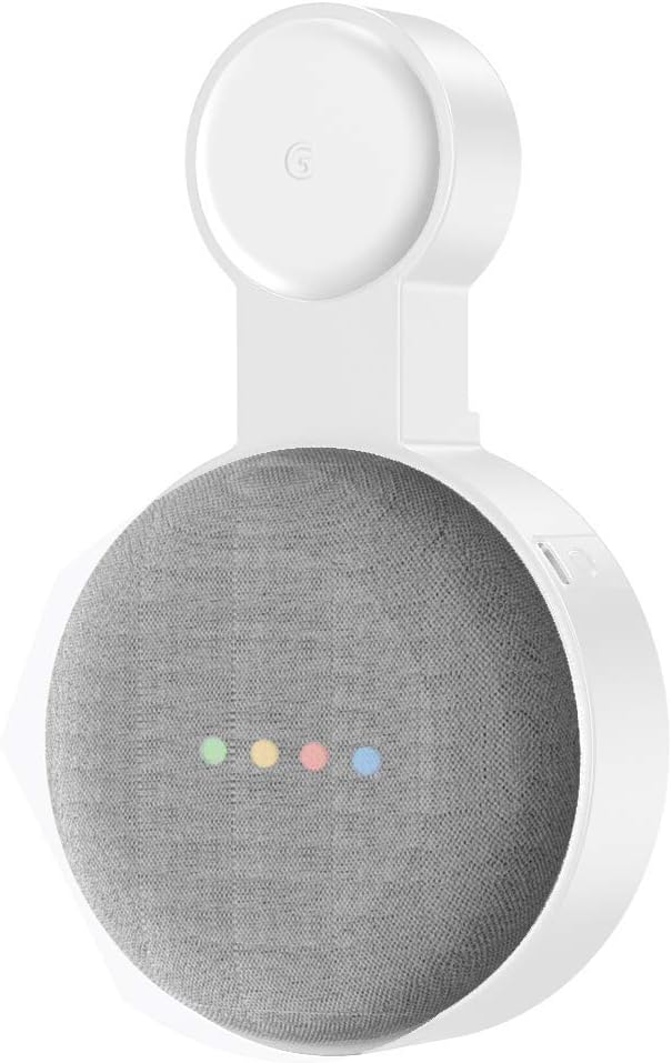 Prosty uchwyt ścienny do głośnika Google Nest Mini, asystenta głosowego i maskownica kabli, biały