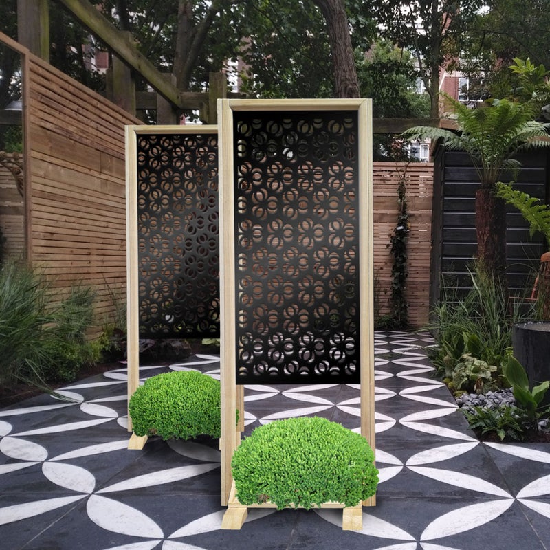 ELLISSE - Wolnostojący modułowy parawan - 70x190 cm - Wykonany z drewna i PVC, kolor wnętrza czarny