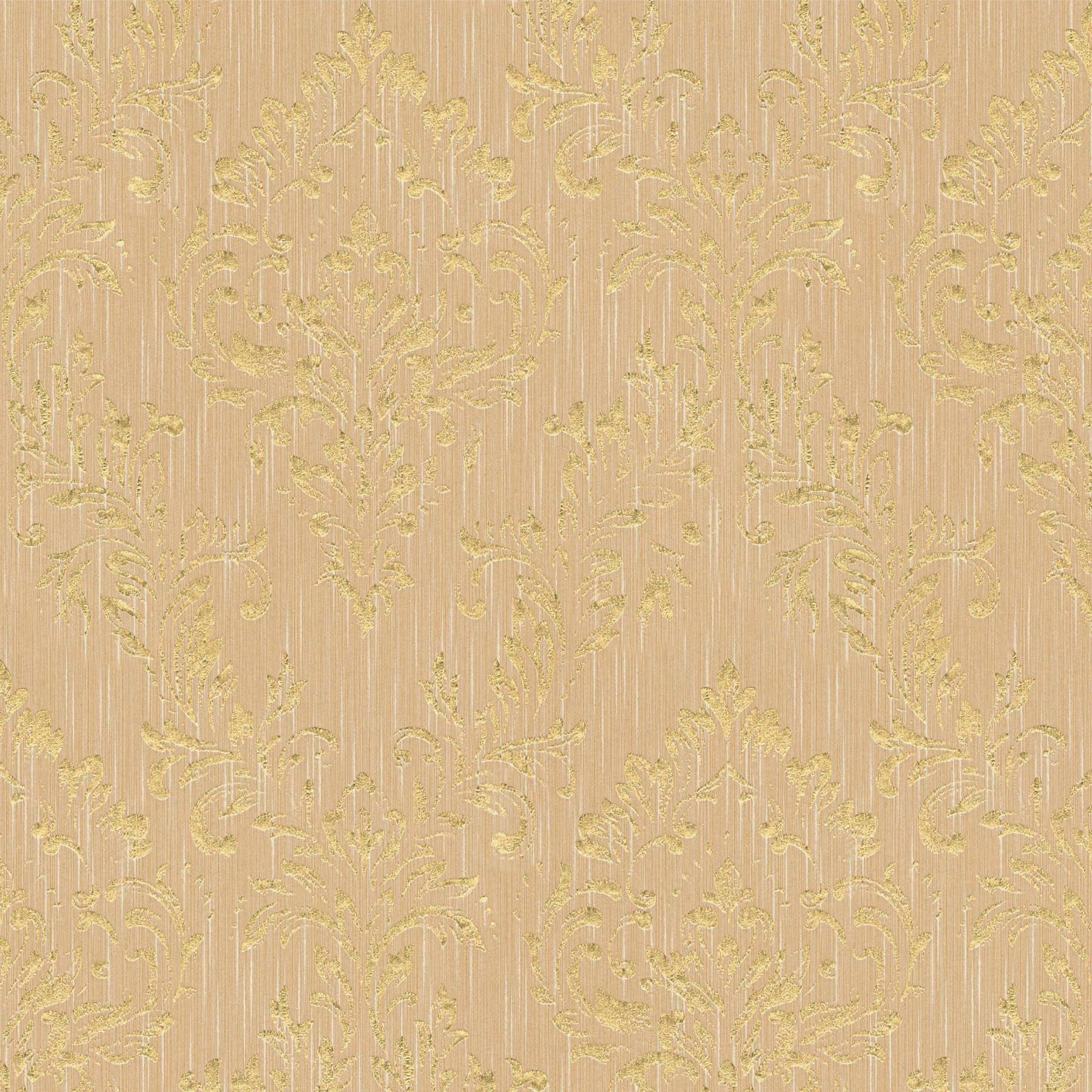 Papier Peint Baroque Giulia – Or Et Beige, Motif Classique, Tadessi 5,33 M²