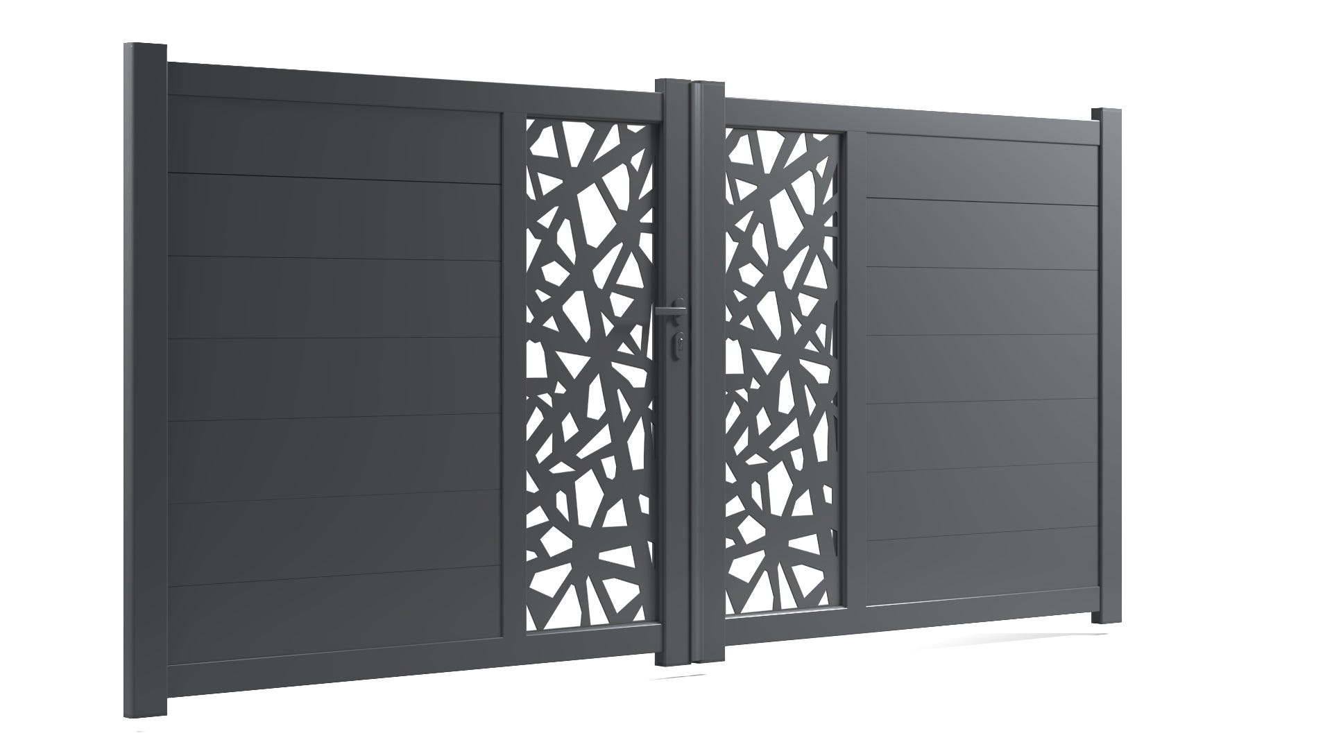 Portail aluminium 2 vantaux IMOLA Gris 7016 Haut 160 x Larg 350 cm ...