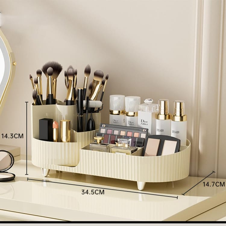 Organiseur Bureau Rotatif RETON Rose - 3 Tiroirs + 2 Porte-Stylos 360° - Rangement Multifonction