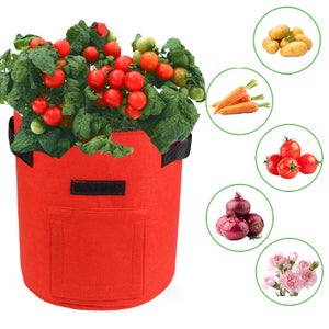 Lot De 3 Sacs De Plantation 10 Gallons – Tissu Respirant – Pour Légumes, Fleurs – Avec Rabat Et Poignées – Tricolore