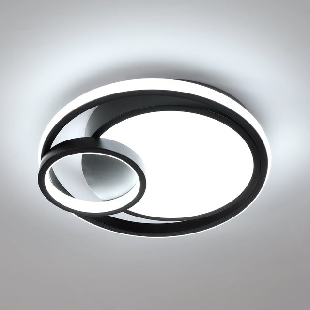 GLAMARIS Plafonnier LED 3 Cercles Moderne - Aluminium Noir 36W Lumière Blanche - luminaire Plafonnier pour Salon Chambre Salle à Manger Décoration