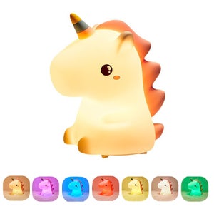 Luce Notturna Unicorno Per Bambini Con Timer E Dimmer - Ricaricabile, Silicone Morbido, Lampada Da Comodino, 1200 MAh - 2