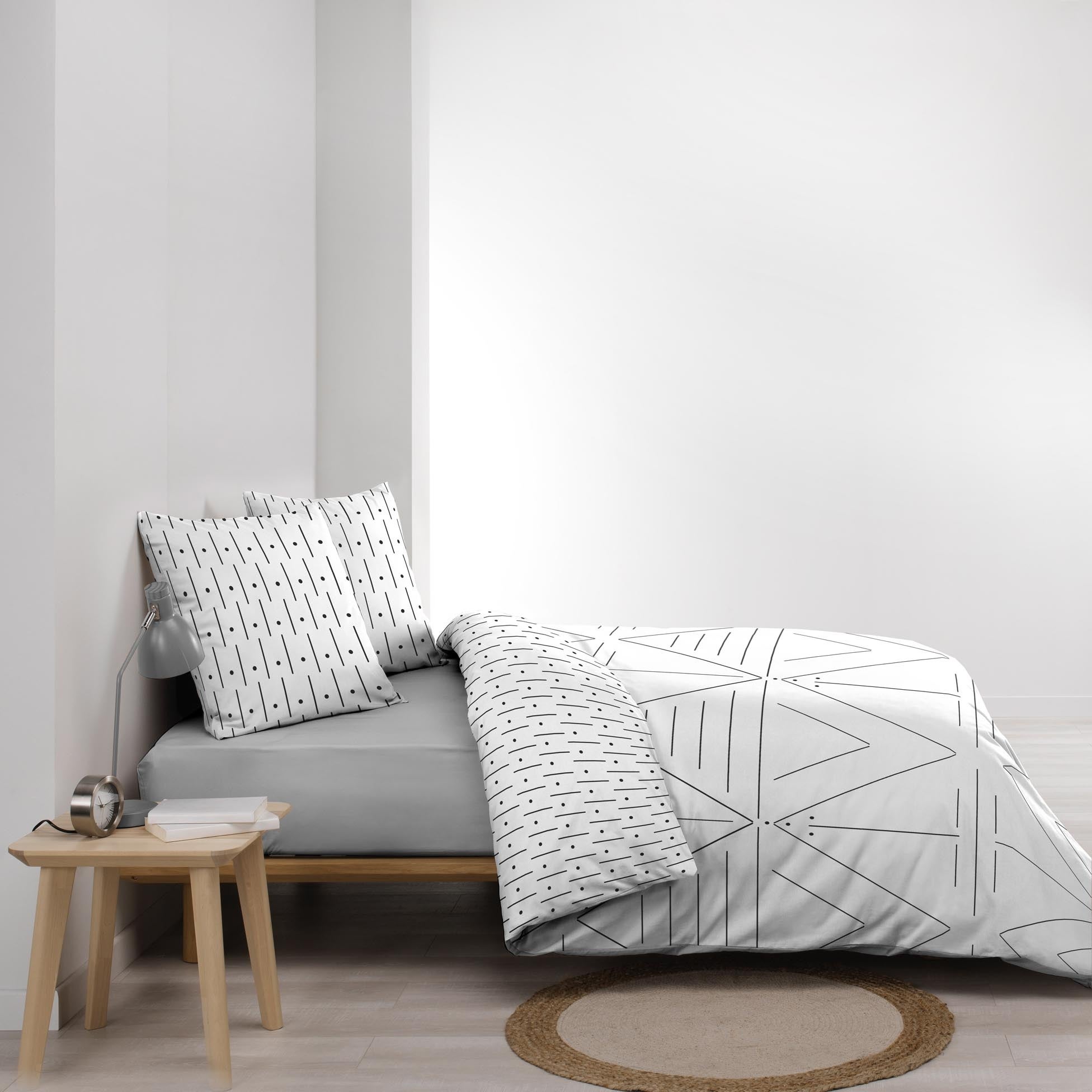 Pack 4 pièces Housse de couette 260 x 240 cm Etna + 2 taies + drap housse 160 Noir - 5