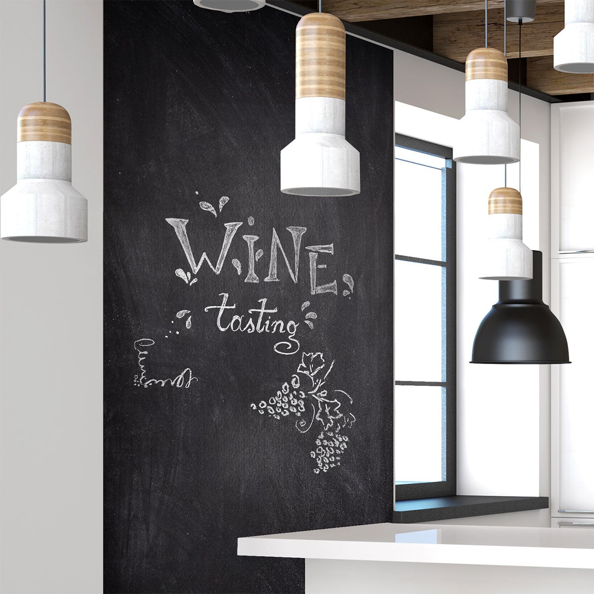 Adesivo in ardesia gigante 1,20 x 2 metri e 4 gessetti liquidi - Sticker adesivo - adesivi murali - 200x120cm - 4