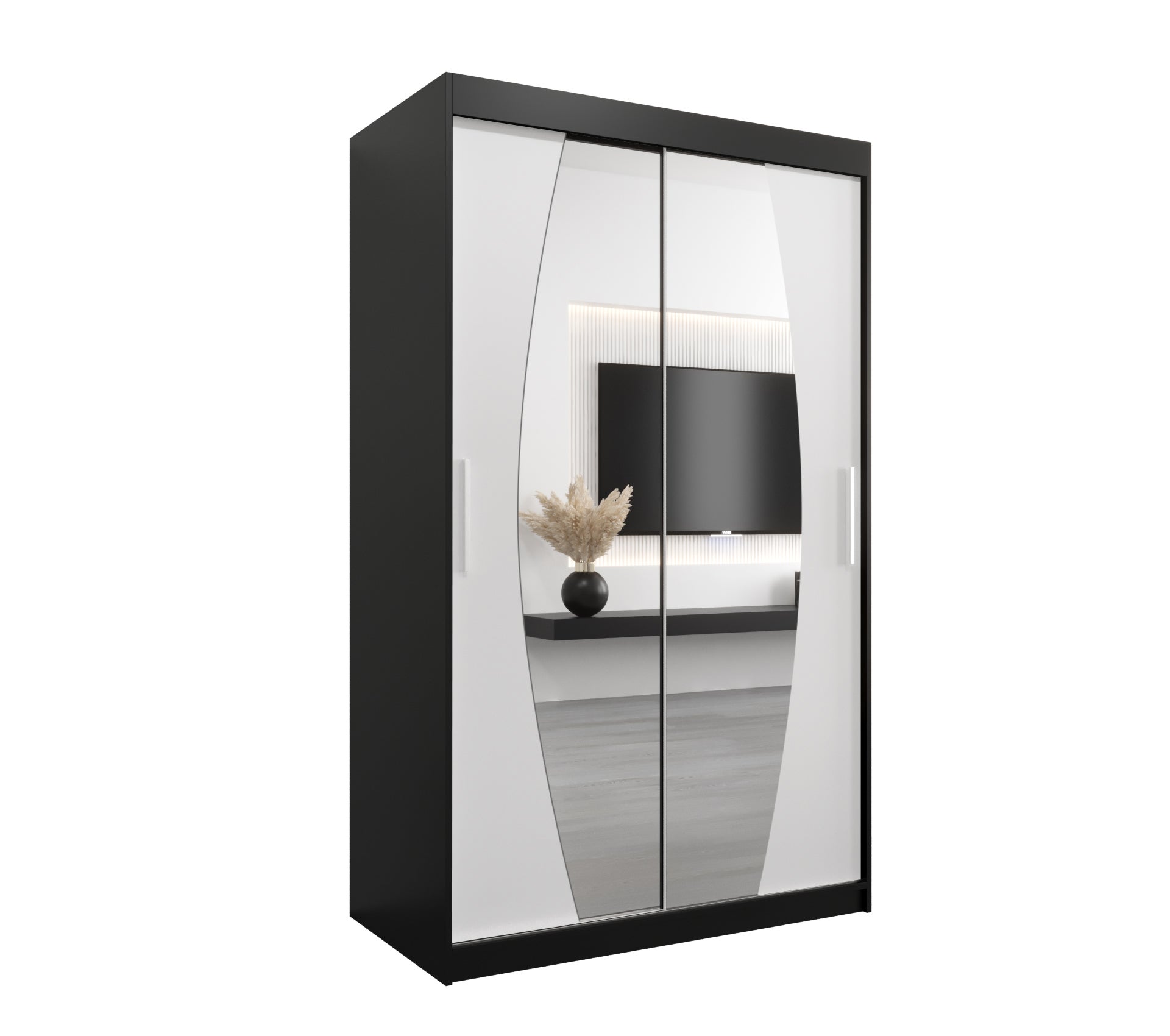 Szafa przesuwna garderoba ELYPSE 120 x 62 x 200 cm Czarny + Biały - Abiks Meble