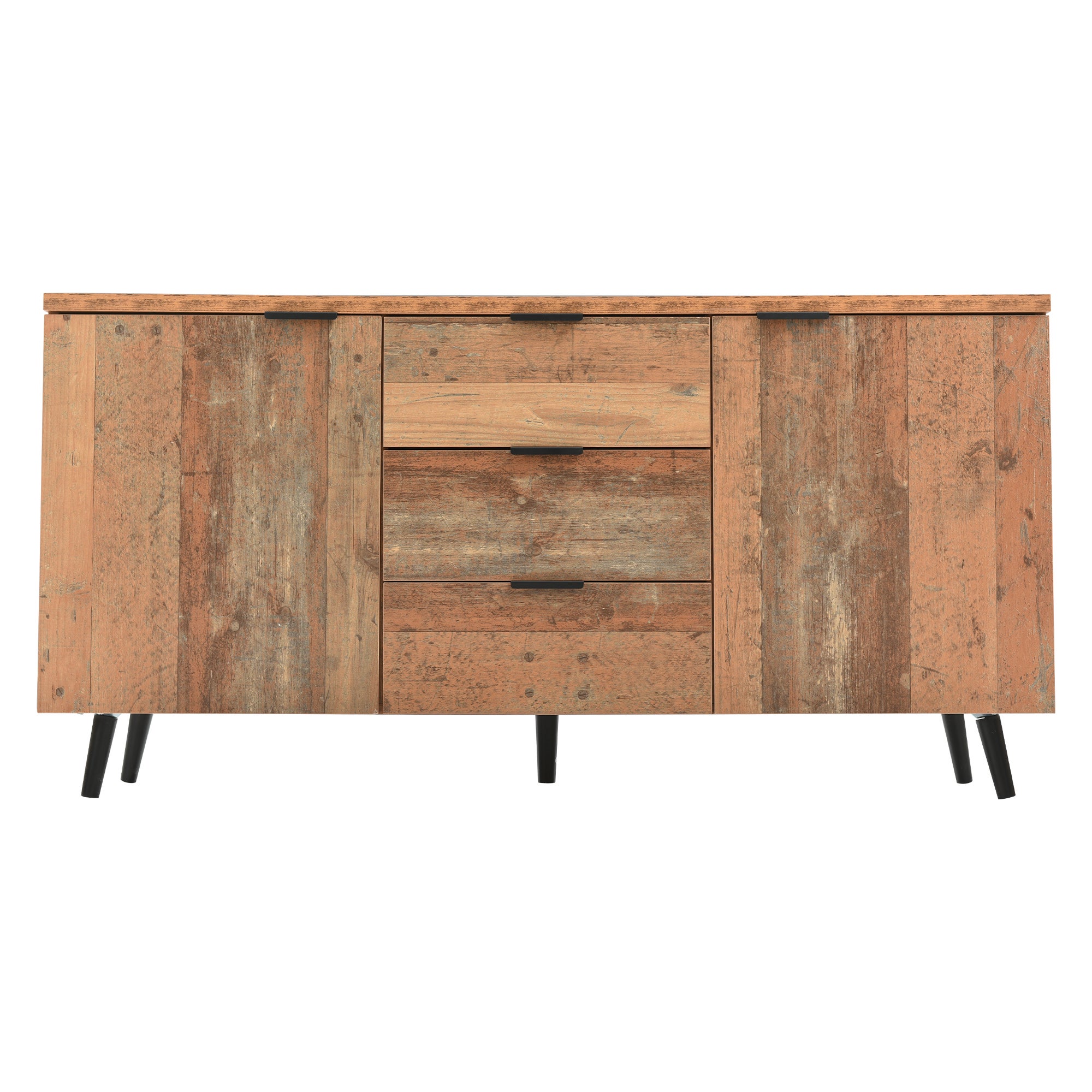 Credenza bassa - 2 ante e 3 cassetti - Truciolare - Stile industriale - Colore marrone - 6
